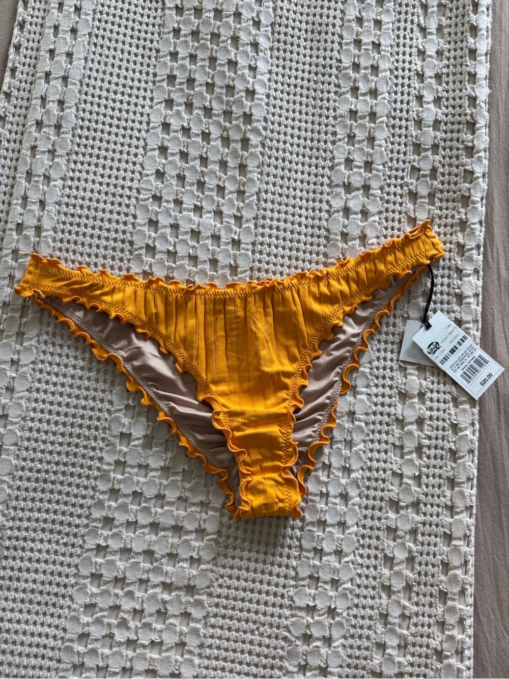 NEW Shade & Shore Orange Ruffled Bikini Bottom Size M